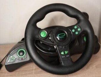 Volant Esperanza NITRO PS3 PC USB čierno-zelené s pedálmi