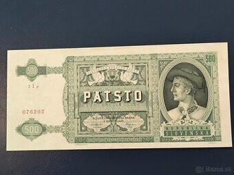 500 korún Slovenských, neperforovaná