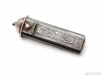 Starožitný strieborny obal na rtěnku, ag packetou