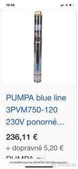 PUMPA blue line 3PVM750-120 230V ponorné vretenové 3“ čerpad