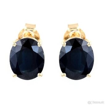 Napichovacie zlaté náušnice s prírodnými deep blue Zafírmi