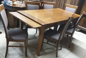 Jedálenský dubový set rozkladací stol a 6xstolička
