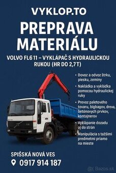 PREVOZ MATERIALU - TROJSTRANNY SKLAPAČ S HYDRAULICKOU RUKOU
