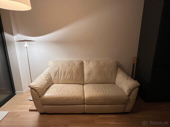 Béžová-biela kožená sedačka (IKEA)