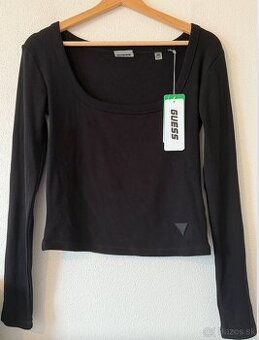 Čierny TOP/ tričko s dlhým rukávom GUESS, NOVÉ S VISAČKAMI