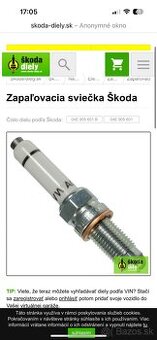 04E 905 601 B 04E 905 601 Zapaľovacia sviečka Škoda