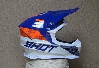 SHOT prilba helma okuliare modro oranžová mx