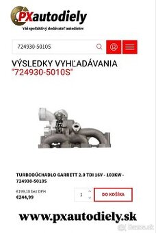 Turbo GARRETT 2.0 TDi 16V - 103kw