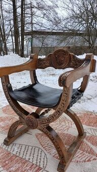 Starožitné rytierské kreslo-DAGOBERT