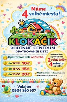 Opatrovanie detí, krátkodobo aj dlhodobo, nonstop