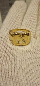 Starožitný Zlatý pečatný prsteň – 14 kt zlato (12,3 g)