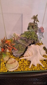 Akvárium Aquael 10L (20x20x25) s dekoráciami a pieskom