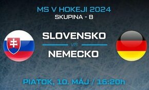 3 lístky na Slovensko VS Nemecko majstrovstvá sveta v hokeji