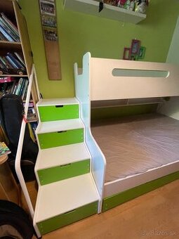 Poschodová posteľ- so schodmi a šuflíkmi
