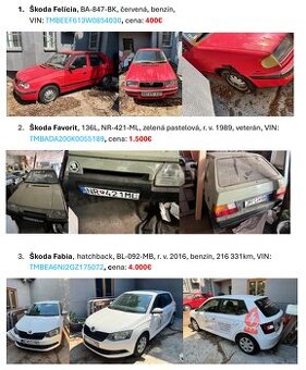 Škoda fleet - Felicia, Favorit, Fabia, Fiat