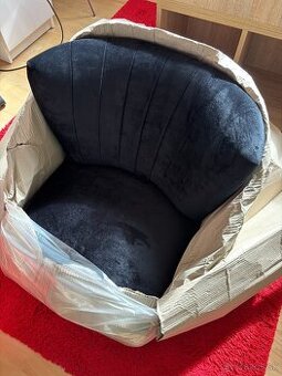 Cierne zamatove kreslo Bercy - ZNIZENA CENA - 1