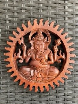 Drevorezba obraz Ganesha 20x20cm