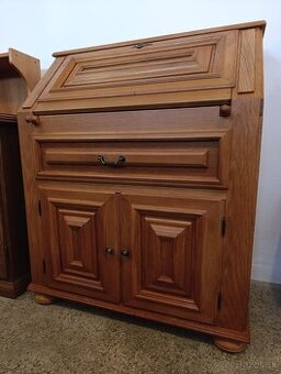 Rustikální sekretář, komoda, psací stůl, masív