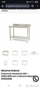 Nerezový gastro stôl