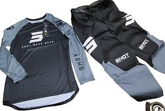 SHOT čierno šedý komlet set dres nohavice
