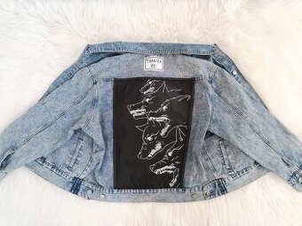 Ručne maľovaná riflová bunda Wolf