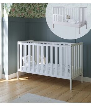 Detská postieľka BAMBI 2 v 1 Biela s matracom