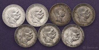 Konvolut 7 Kusov Strieborných 5 Korún FJ I. Viedenská Ražba