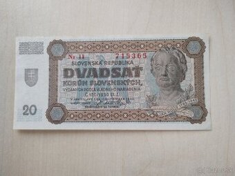 predám bankovky Slovenský štát, neperforované