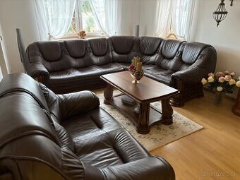 Rohová kožená sedacia súprava