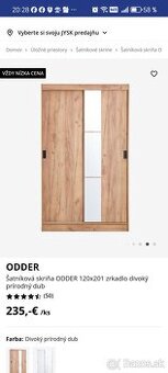 Šatníková skriňa so zrkadlom