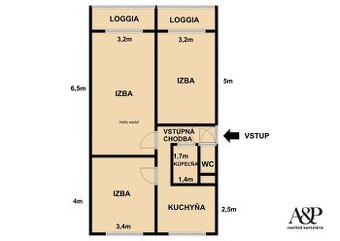 NA PREDAJ 3 IZB. BYT S DVOMI LOGGIAMI, 68M2, SKALICA