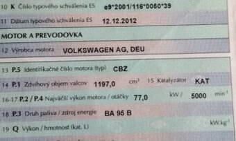 predám Motor CBZ Škoda Fabia II 1.2 Tsi 77 kW 2012 predám M