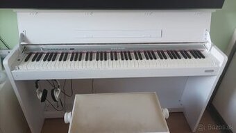 Elektricky klavir biely so stoličkou