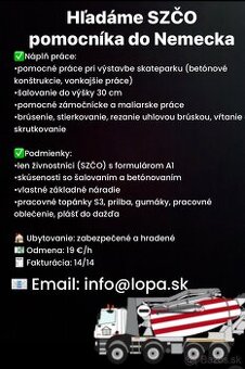 Hľadáme SZČO pomocníka do Nemecka