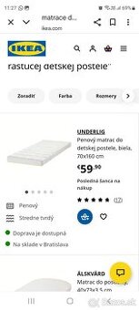 Detská rastúca postel Ikea