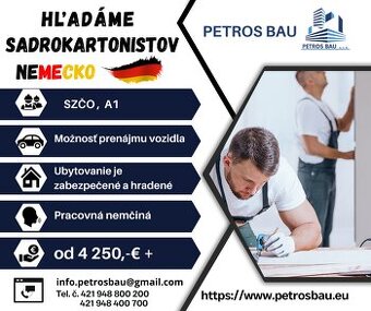 Hľadáme sadrokartonistov Nemecko