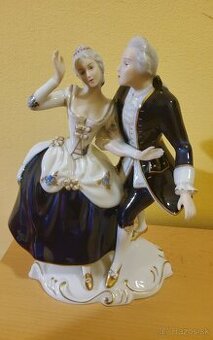 Royal dux porcelánová soška rokokový pár
