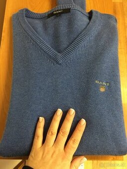 GANT originál nový pánsky belasý sveter L