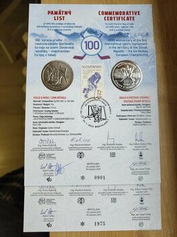 Pamätný list Majstrovstvá Európy v hokeji