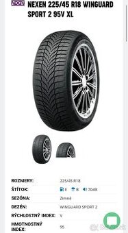 Zimné pneumatiky 225/45 r18 NEXEN