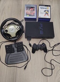 Herná konzola - Sony PlayStation 2 + kopu hier + Volant