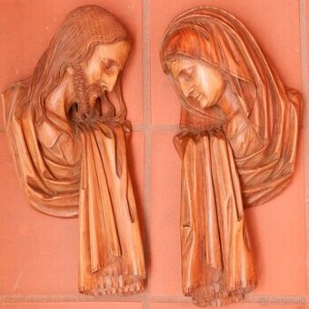 Ježíš a Panna Maria  párové plastiky  okolo 1850 drevo