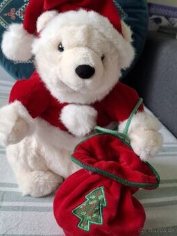 Plyšový medveď s batohom,vianočný