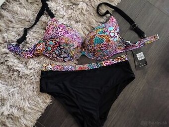 Dvojdielne plavky L/40, XL/42  multi + čierna