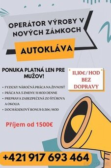 Ponuka platná len pre mužov / 3 zmeny / 11,5 Eur-hod
