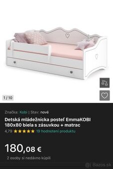 Nová detská posteľ s matracom a roštom