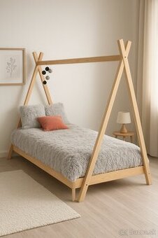 Detská borovicová posteľ tipi 180x80 + rošt