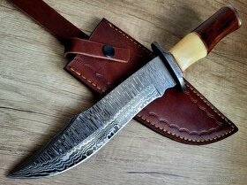 velký lovecký Damaškový nôž BOWIE 33,5cm, handmade