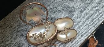 Starožitná perleťová mini stolička, perletové púzdro - 1