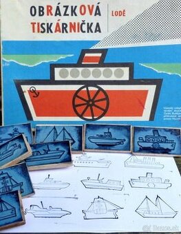 Retro detské PEČIATKY LODE  - obrázková tlačiarnička